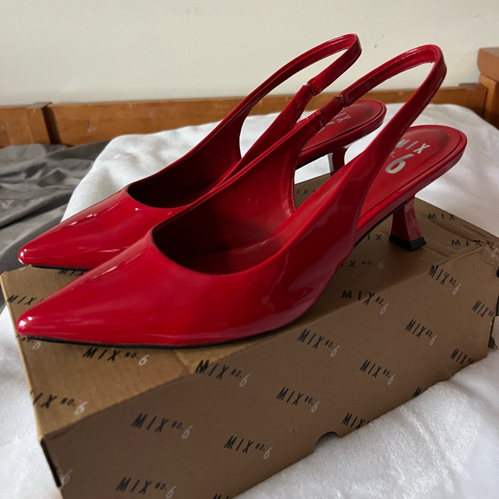 Mix No. 6 Paten Leather Red Slingback Heels